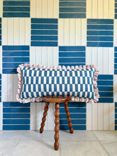 Load image into Gallery viewer, Blue Checkerboard + Pale Pink Frill
