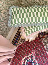Load image into Gallery viewer, Green Checkerboard + Pale Blue Frill
