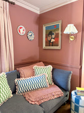 Load image into Gallery viewer, Green Checkerboard + Pale Pink Frill
