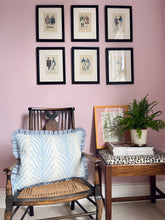 Load image into Gallery viewer, Pale Blue Fern Stripe + Your Choice of Frill / Piping and Back Fabric
