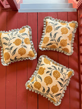 Load image into Gallery viewer, Ochre Pomegranate + Your Choice of Frill / Piping and Back Fabric
