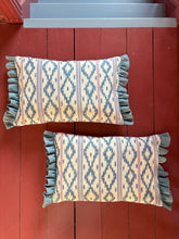 Load image into Gallery viewer, Blue and Red Ikat + Mid Blue Frill
