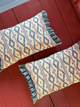 Load image into Gallery viewer, Blue and Red Ikat + Mid Blue Frill
