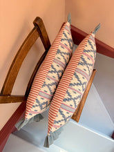 Load image into Gallery viewer, Blue and Red Ikat + Mid Blue Frill
