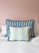 Load image into Gallery viewer, Pale Blue Fern Stripe + Your Choice of Frill / Piping and Back Fabric
