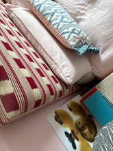 Load image into Gallery viewer, Blue and Red Ikat + Mid Blue Frill
