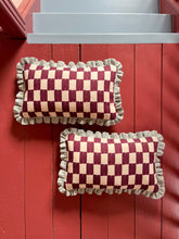 Load image into Gallery viewer, Plum Checkerboard + Your Choice of Frill / Piping and Back Fabric
