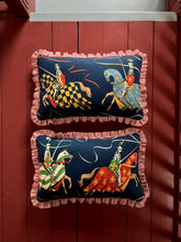 Load image into Gallery viewer, Navy Knights + Your Choice of Frill / Piping and Back Fabric
