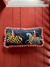 Load image into Gallery viewer, Navy Knights + Your Choice of Frill / Piping and Back Fabric
