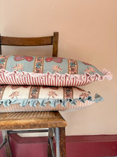 Load image into Gallery viewer, Blue Seraphina Stripe + Your Choice of Frill / Piping and Back Fabric
