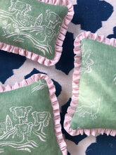 Load image into Gallery viewer, Green Woodland Scene + Your Choice of Frill / Piping and Back Fabric
