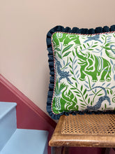 Load image into Gallery viewer, Green and Blue Jungle + Navy Frill and Red Candy Cane Piping
