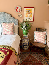 Load image into Gallery viewer, Pink Flower Trellis + Pale Blue Frill
