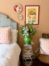 Load image into Gallery viewer, Pink Flower Trellis + Pale Blue Frill
