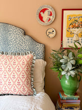 Load image into Gallery viewer, Pink Flower Trellis + Pale Blue Frill
