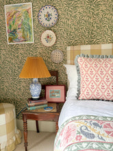 Load image into Gallery viewer, Pink Flower Trellis + Pale Blue Frill
