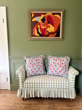 Load image into Gallery viewer, Blue and Red Floral + Pale Blue Frill
