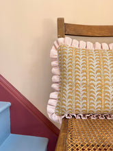 Load image into Gallery viewer, Ochre Leaf Stripe + Your Choice of Frill / Piping and Back Fabric
