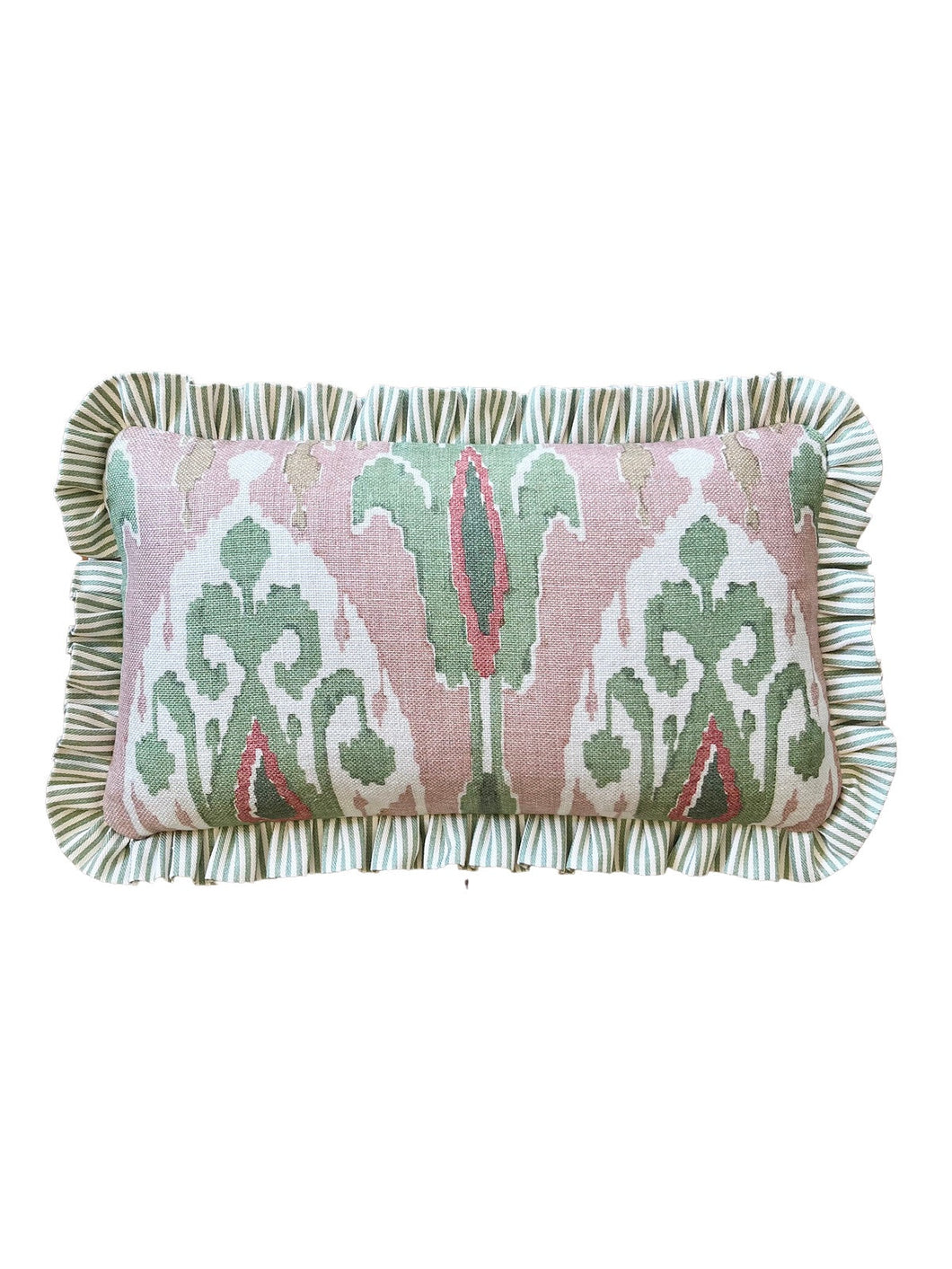 Green and Pink Ikat + Your Choice of Frill / Piping and Back Fabric
