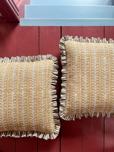 Load image into Gallery viewer, Ochre Leaf Stripe + Your Choice of Frill / Piping and Back Fabric
