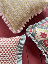 Load image into Gallery viewer, Ochre Leaf Stripe + Your Choice of Frill / Piping and Back Fabric
