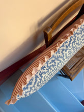 Load image into Gallery viewer, Blue Squiggle + Your Choice of Frill / Piping and Back Fabric
