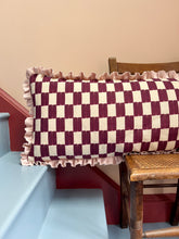 Load image into Gallery viewer, Plum Checkerboard + Your Choice of Frill / Piping and Back Fabric
