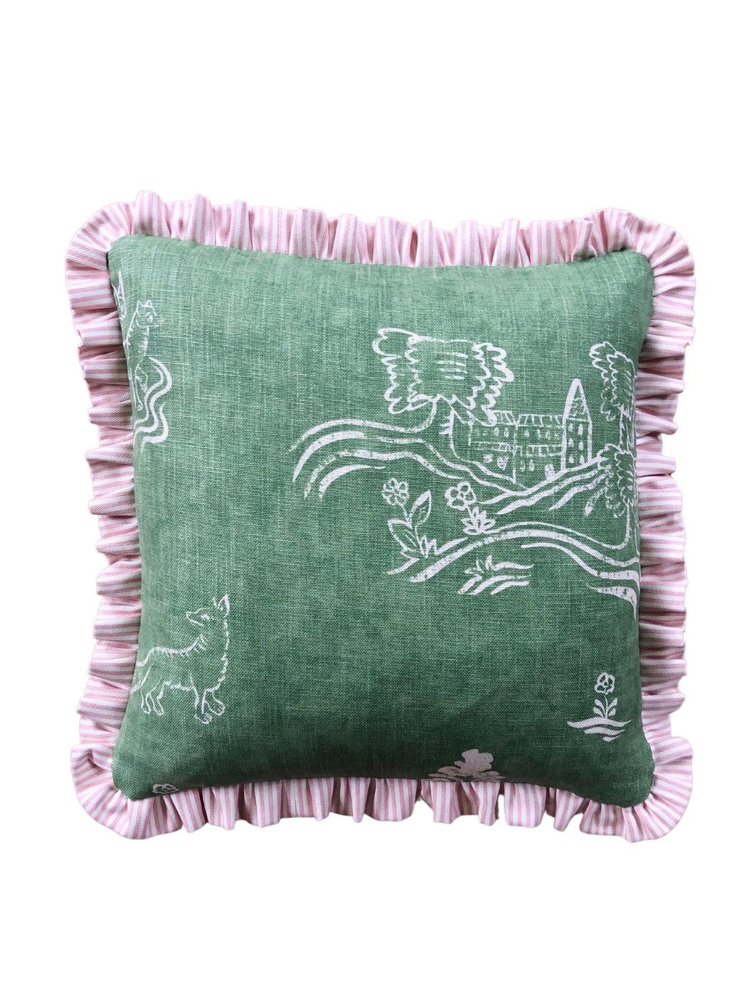 Green Woodland Scene + Your Choice of Frill / Piping and Back Fabric