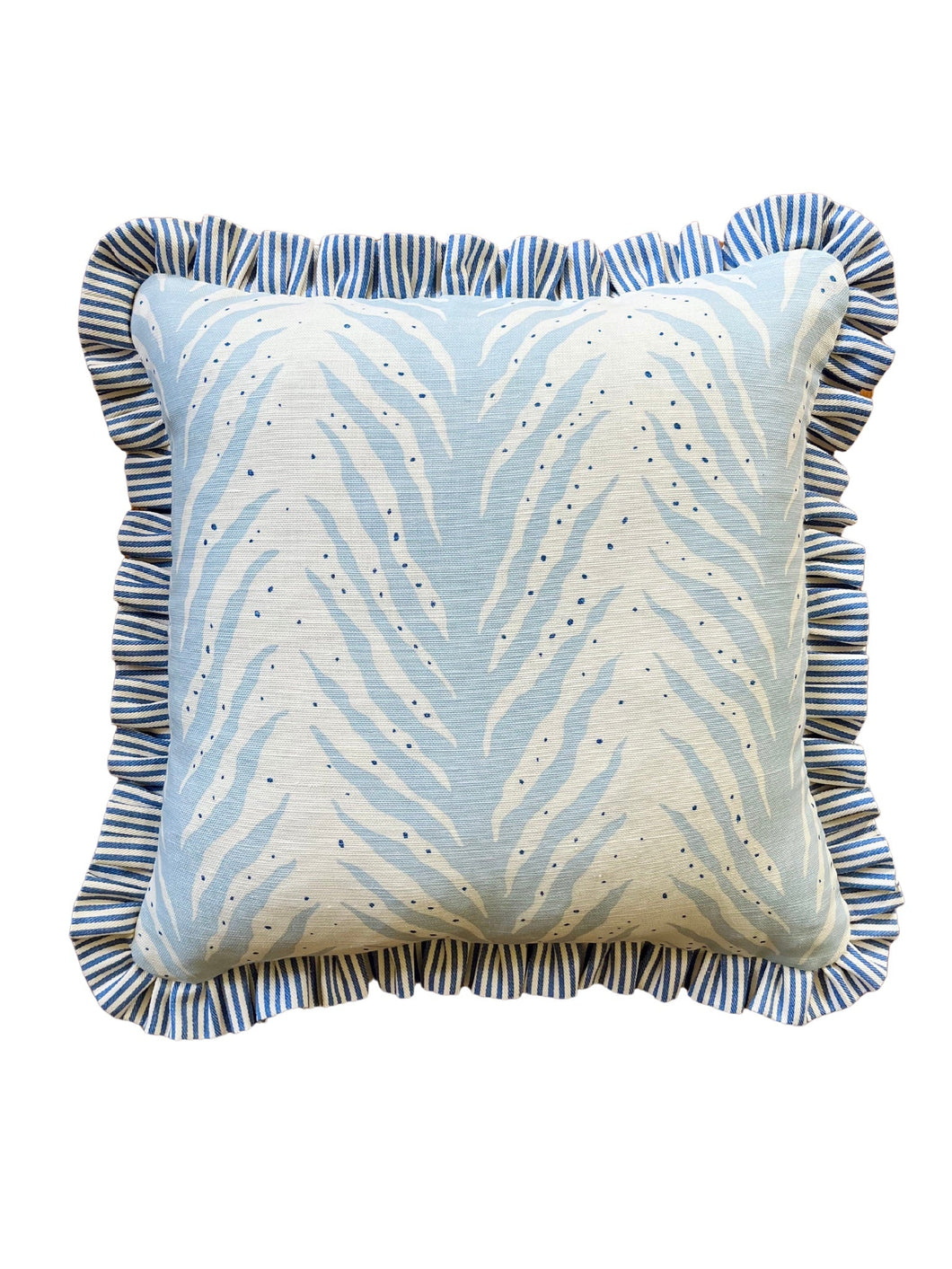 Pale Blue Fern Stripe + Your Choice of Frill / Piping and Back Fabric