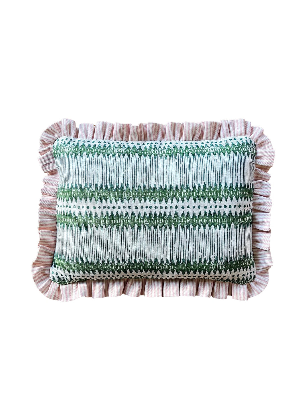 Green Aztec (horizontal) + Pink Stripe Frill