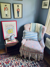 Load image into Gallery viewer, Blue Deckchair Stripe + Blue Narrow Stripe Frill
