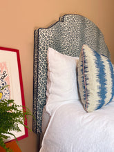 Load image into Gallery viewer, Blue Ikat Stripe + Dusky Pink Piping
