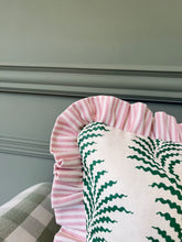 Load image into Gallery viewer, Green Scrolling Fern + Pink Narrow Stripe Frill
