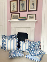 Load image into Gallery viewer, Blue Ikat + Pink Stripe Frill
