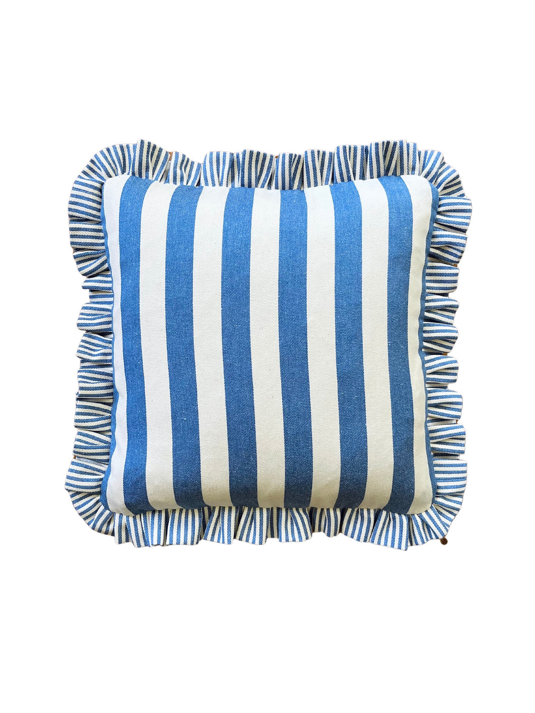 Blue Deckchair Stripe + Blue Narrow Stripe Frill