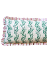Load image into Gallery viewer, Green Scrolling Fern + Pink Wide Stripe Frill
